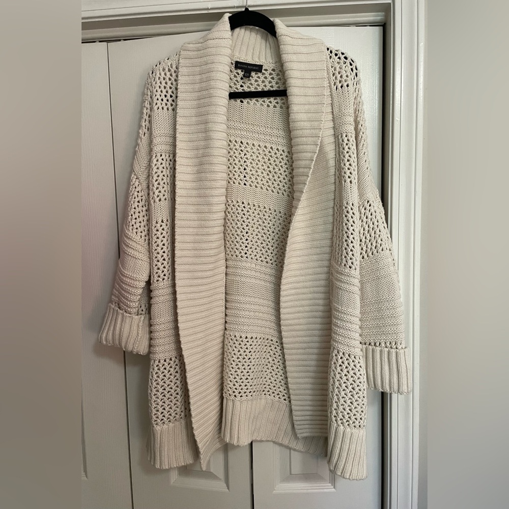 Banana Republic Cream Open-Front Cardigan